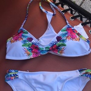 white floral two piece bikini